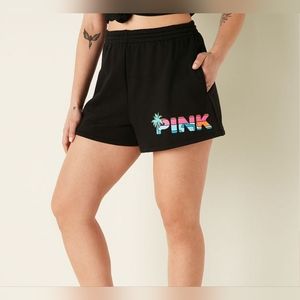 PINK Victoria's Secret Campus Shorts in Pure Black Tropical Shine Brand New 💎